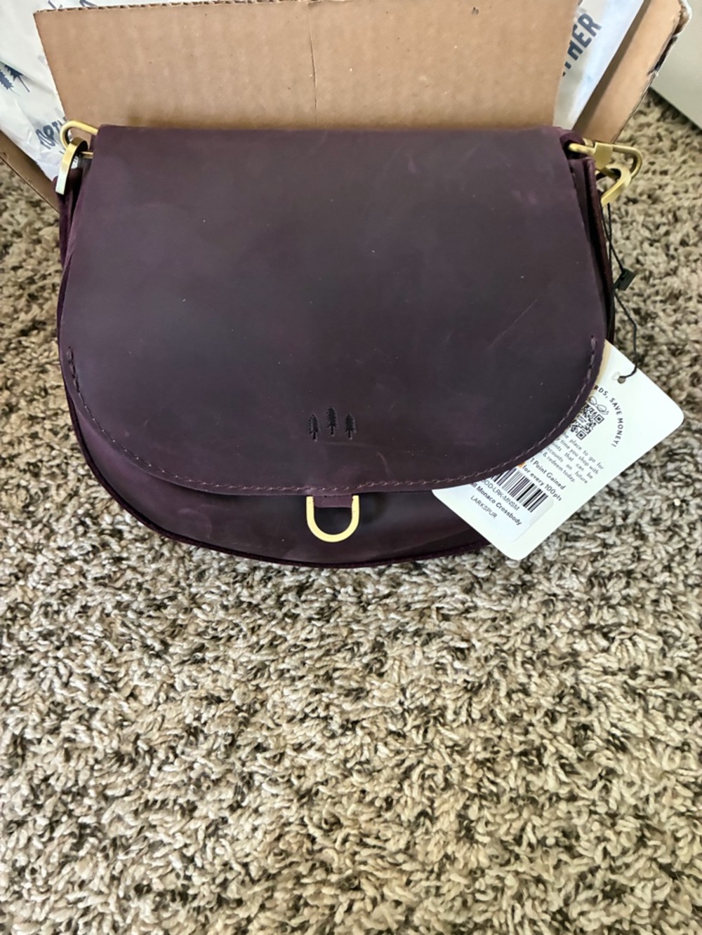 Portland Leather small Monaco crossbody. Larkspur color